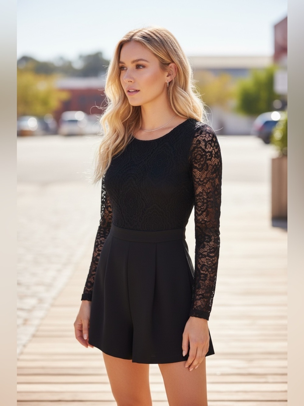 Borderline Lace Romper Jumper Playsuit Black Small NWT